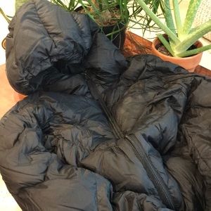 Thigh-length Black Packable Winter Coat